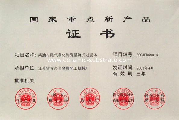 چین Jiangsu Province Yixing Nonmetallic Chemical Machinery Factory Co.,Ltd گواهینامه ها